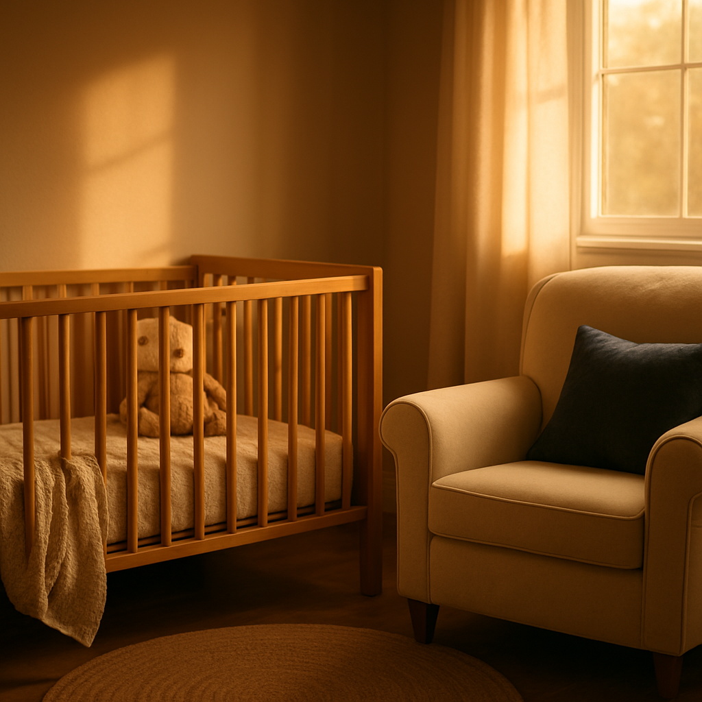 Cozy nursery at golden hour